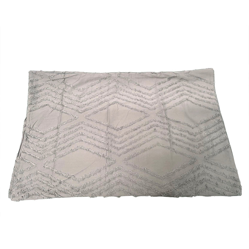 A Pair of 100% Cotton Tufted Pattern Pillowcases 48x73cm Grey