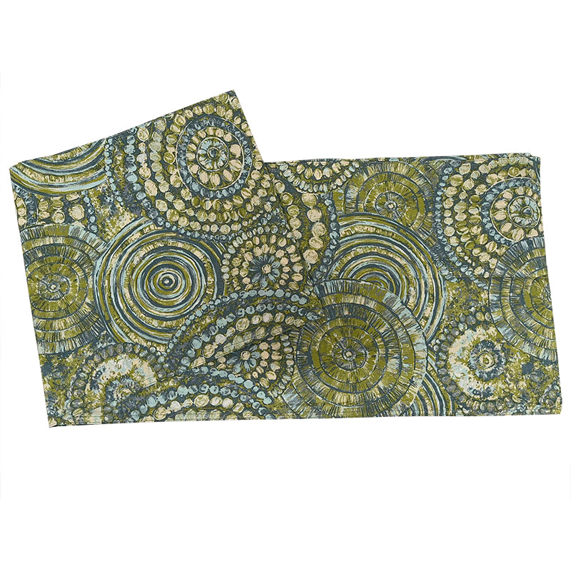 100% Cotton Sateen Dining Table Runner 190x31cm Green Pattern