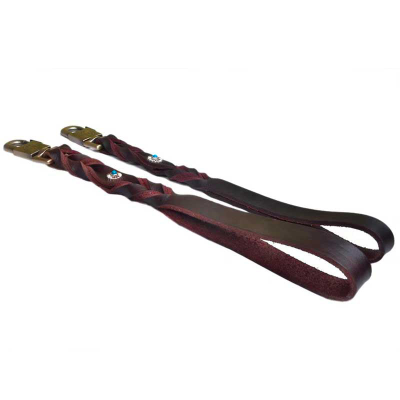 Top Quality Genuine Real Leather Dog Short Leash Lead 2.5cm x 42cm