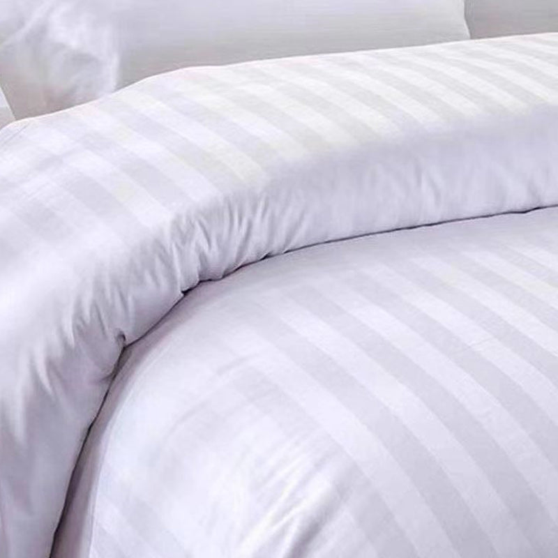 100% Cotton 650TC 3cm Sateen Striped White Quilt Cover Set