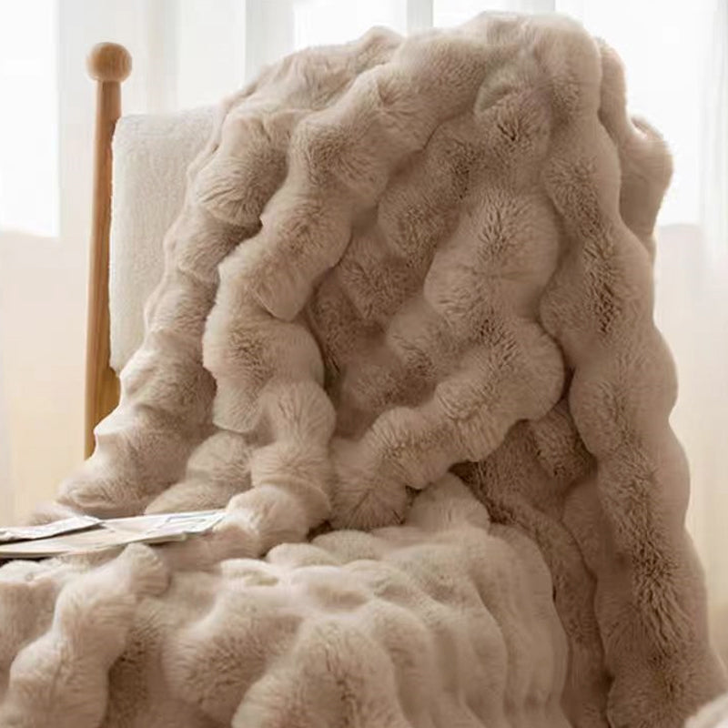 Super Soft Large Faux Fur Winter Blanket Throw Rug 200x230cm Mocha