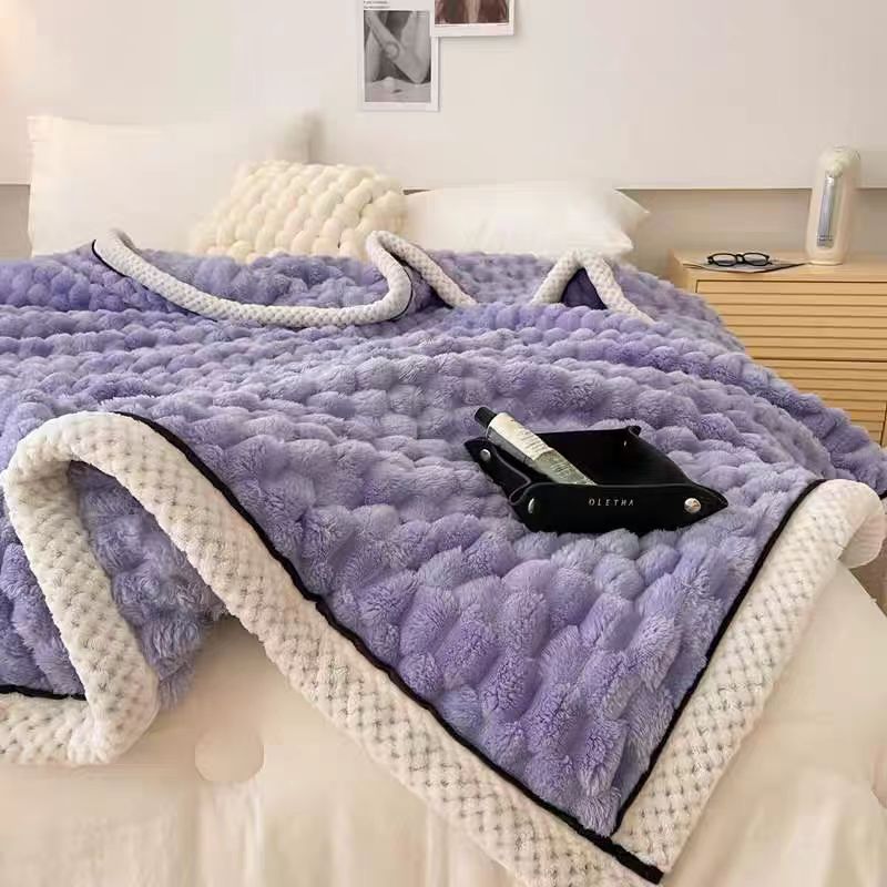 Large Soft Microsherpa Bed Blanket Throw Rug 200x230cm Purple