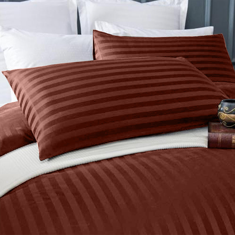 100% Cotton 650TC Sateen Striped Ancora Burgundy Quilt Cover Set