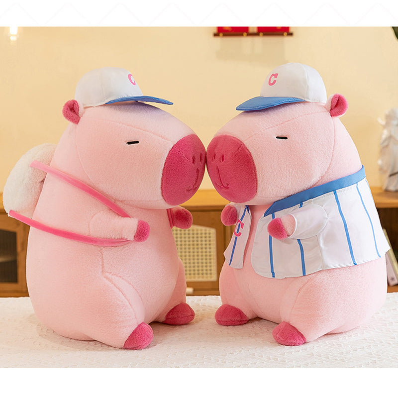 Super Cute Soft Fleece Capybara Plush Toy Baseball Backpack 68cm Pink