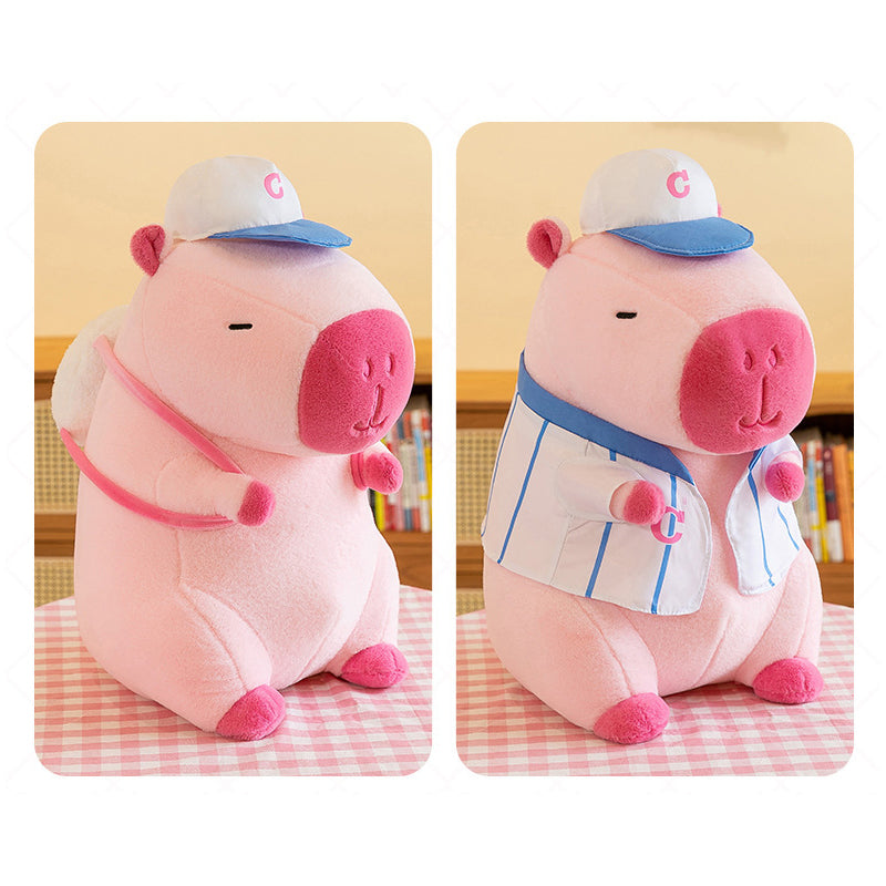 Super Cute Soft Fleece Capybara Plush Toy Baseball 68cm Pink