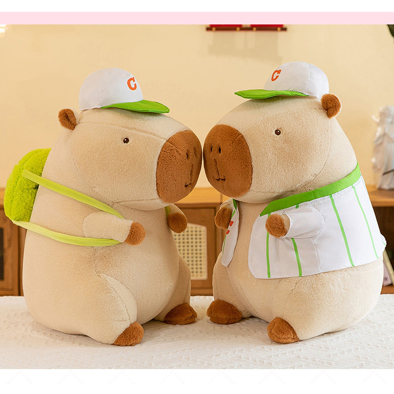 Super Cute Soft Fleece Capybara Plush Toy Baseball Backpack 48cm or 68cm Beige