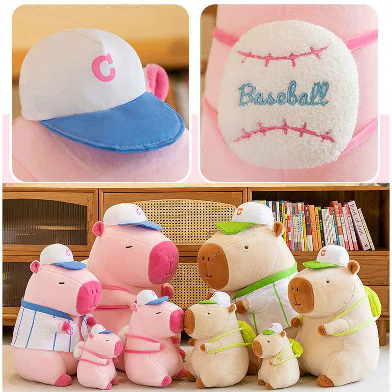 Super Cute Soft Fleece Capybara Plush Toy Baseball 68cm Beige