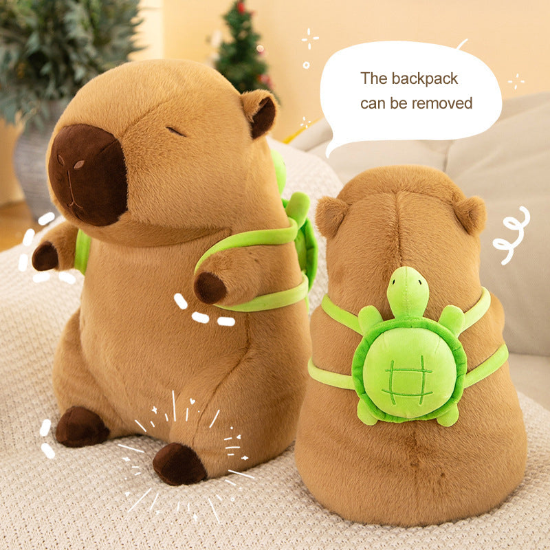 Super Cute Soft Fleece Capybara Plush Toy Green Turtle Backpack 55CM or 90CM