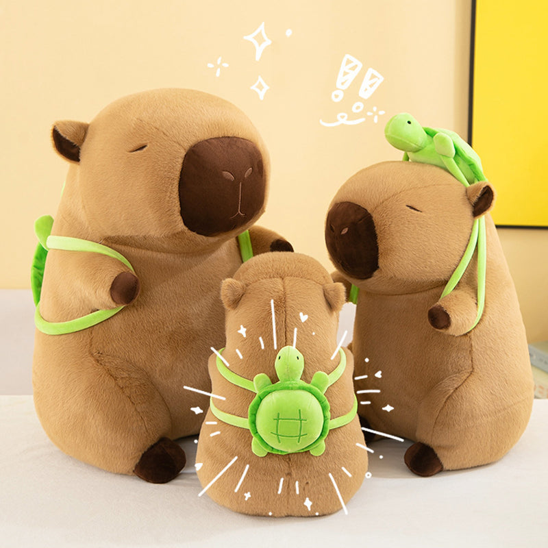 Super Cute Soft Fleece Capybara Plush Toy Green Turtle Backpack 55CM or 90CM