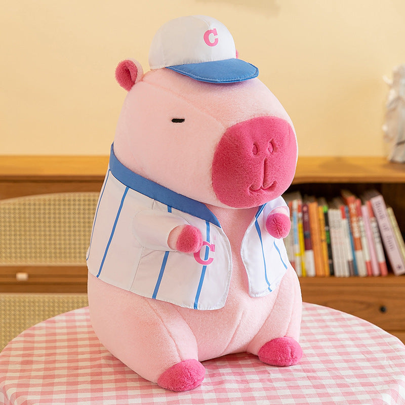 Super Cute Soft Fleece Capybara Plush Toy Baseball 68cm Pink