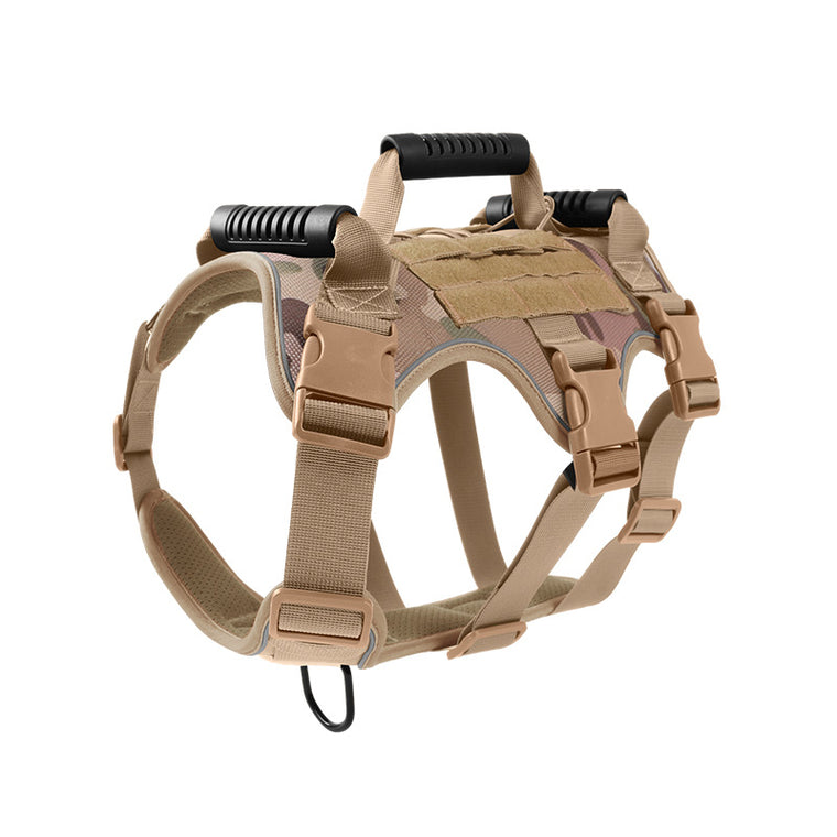 Large Breed Dog Tactical Training Dog Harness Vest Brown Camouflage