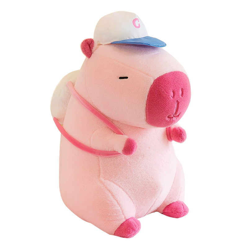 Super Cute Soft Fleece Capybara Plush Toy Baseball Backpack 68cm Pink