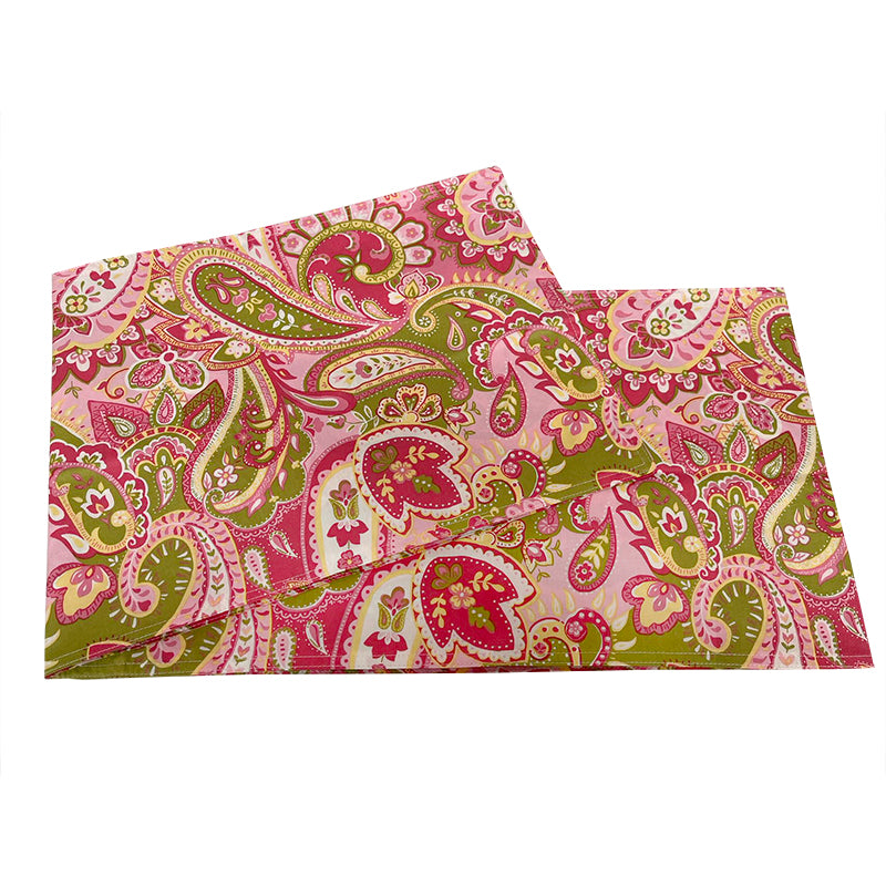 100% Cotton Sateen Dining Table Runner 190x31cm Red Floral Pattern