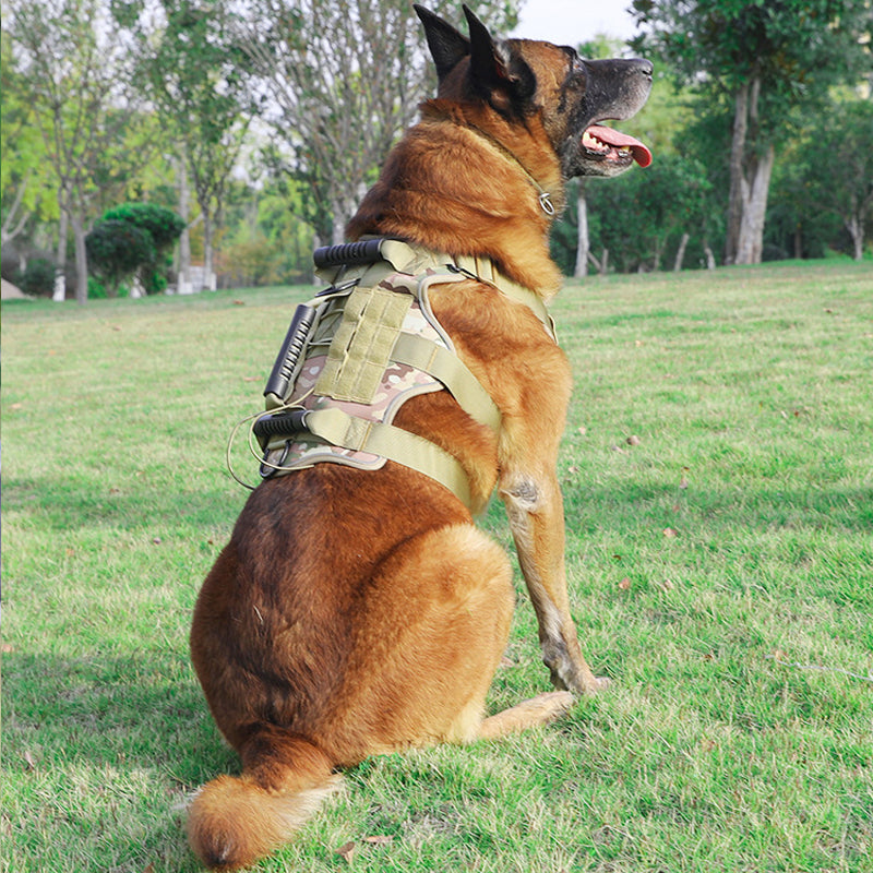 Large Breed Dog Tactical Training Dog Harness Vest Brown Camouflage