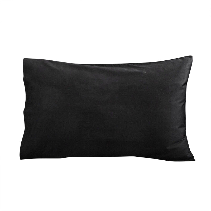 A pair of PolyCotton 350TC Plain Black Pillow Cases Pillow slips 48x73cm