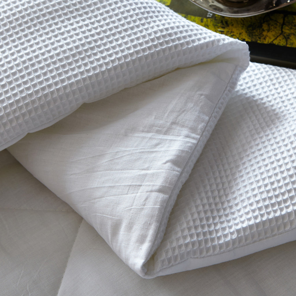 7pcs 100% Cotton White Waffle Comforter Set